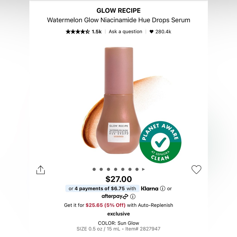 Glow Recipe Watermelon Glow Niacinamide Hue Drops 15ml - Picture 2 of 2